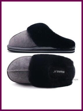 Womens Fuzzy Memory Foam Slippers Faux Fur Arch Support House Shoes